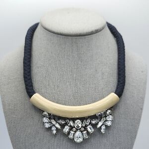 5 for $25! LOFT Gold Tone Blue Necklace with Crystal Embellishments